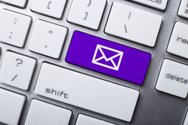 email icon keyboard white blue purple