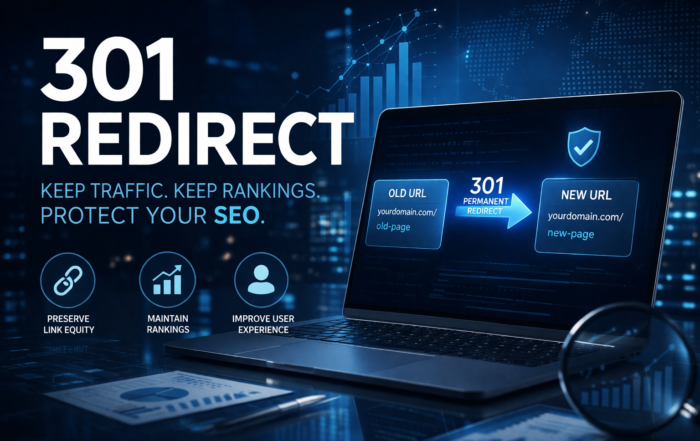 Digital graphic about 301 redirects