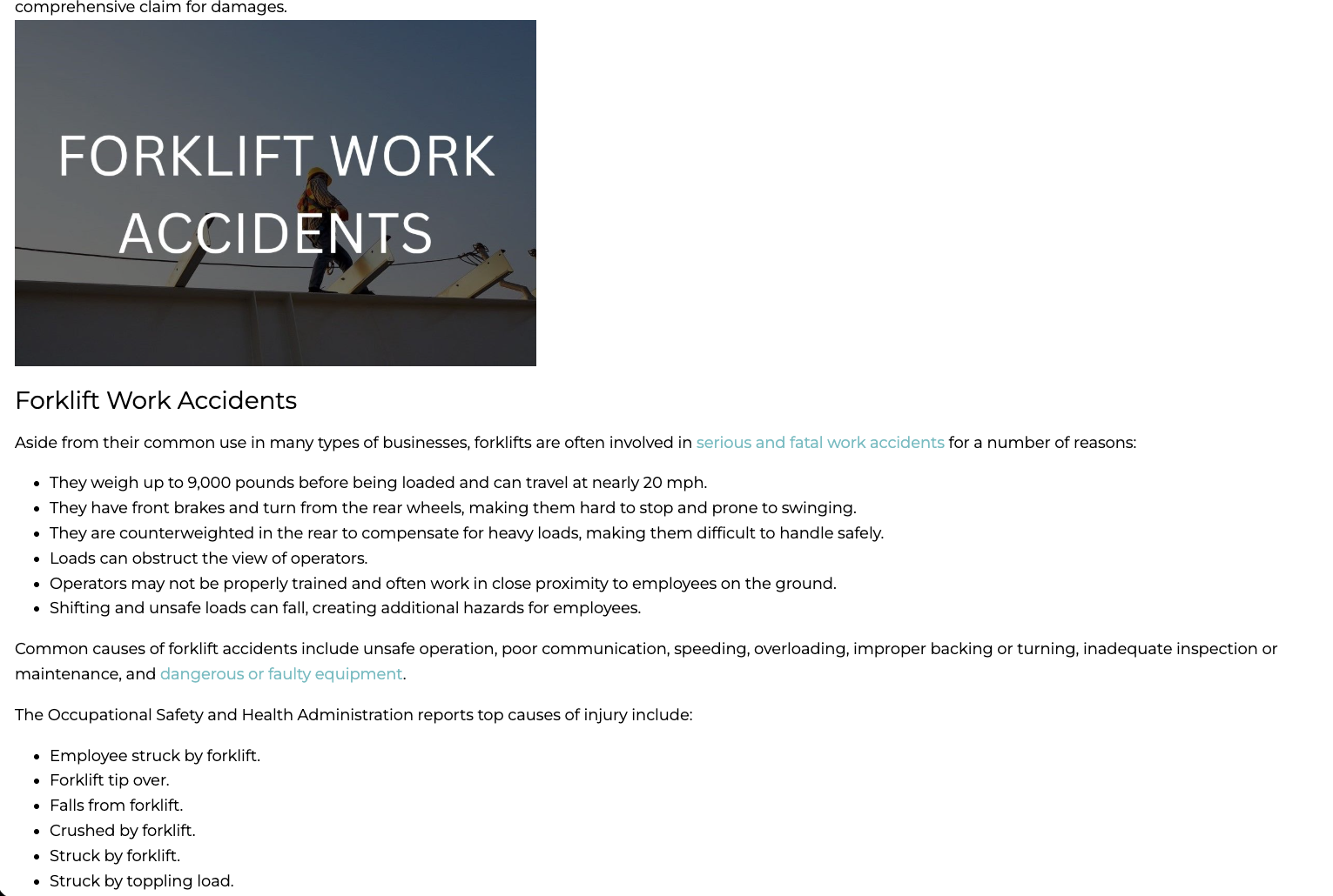 Wanko forklift work accidents page before the website redesign